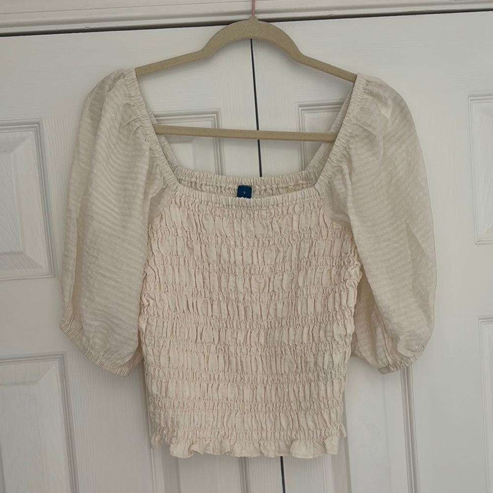 Cream Smocked Women's Top